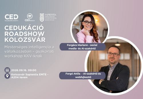 CEDukáció Roadshow Kolozsvár - Mesterséges intelligencia a vállalkozásban – gyakorlati workshop KKV-knak